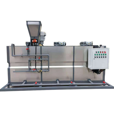 500L / H สามกล่องแบบบูรณาการ PAM ผงแห้งอุปกรณ์จ่ายยาอัตโนมัติบำบัดน้ำเสีย